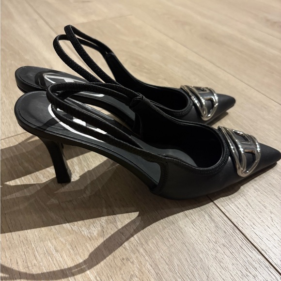 Diesel Black Heels with Silver Accent - Picture 4 of 5